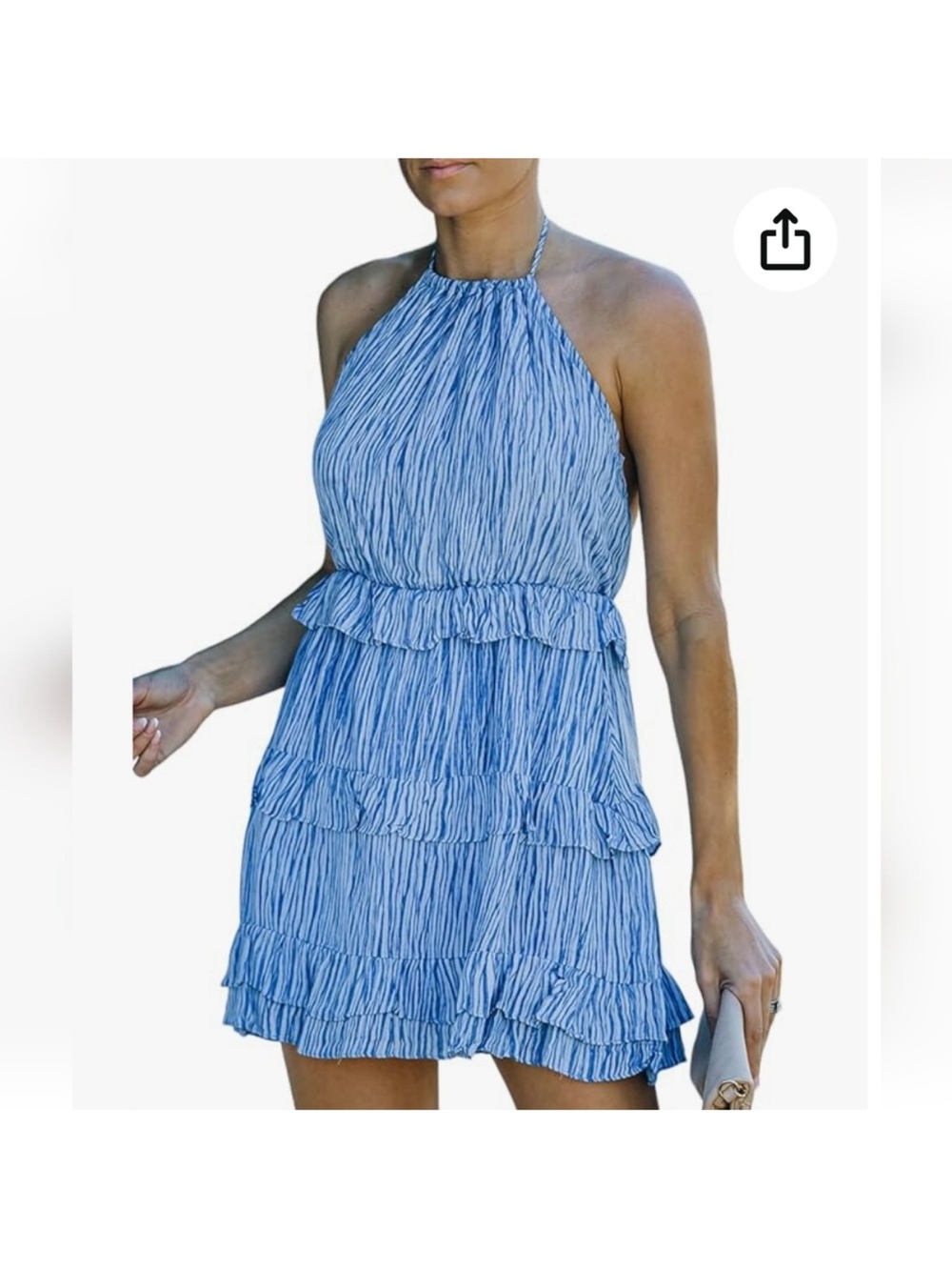 Lulus Downright Darling Blue Halter Ruffle Mini Dress